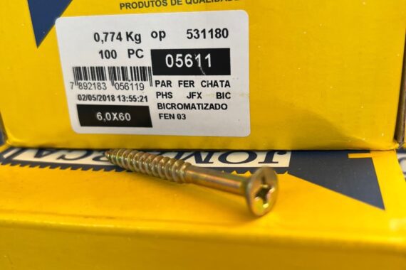 Parafuso phillips cabeça chata 6.0×60 Jomarca