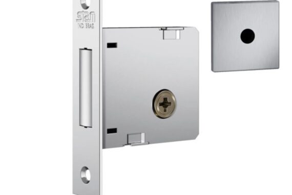 Fechadura de Segurança Trava Tetra Auxiliar 1004 Roseta Quadrada Acetinado 40mm Stam