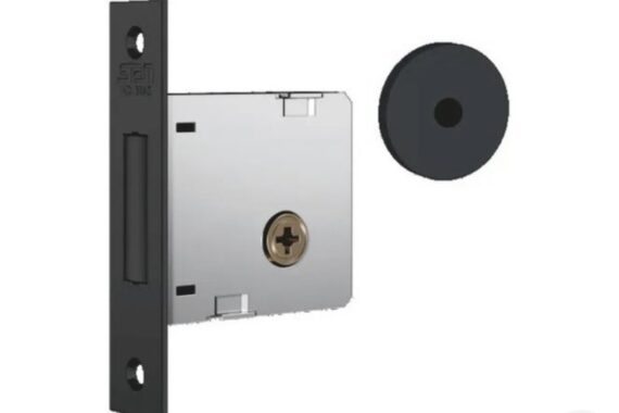 Fechadura de Segurança Trava Tetra Auxiliar 1004 Roseta Redonda Preta 40mm Stam
